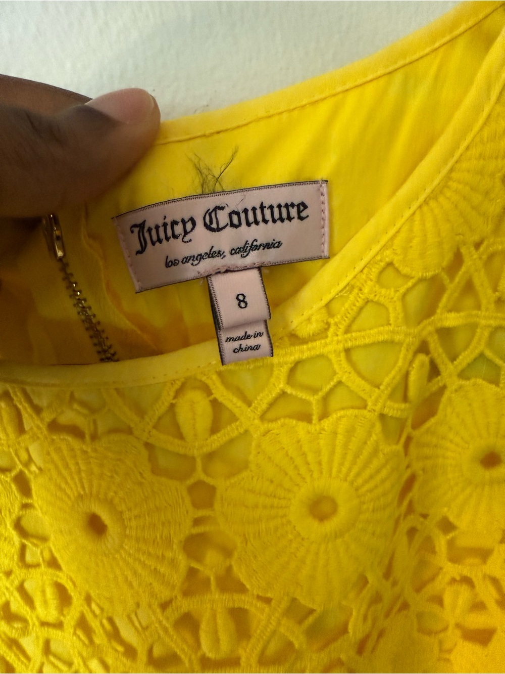 Juicy Couture Yellow Crochet Lace Sleeveless Shift Dress - Picture 6 of 7